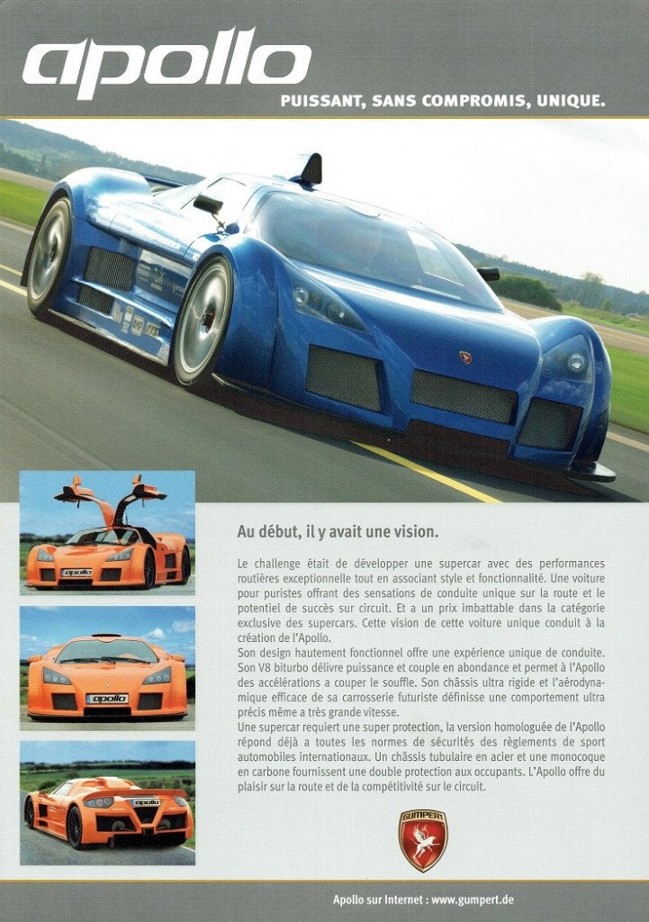 Folder Gumpert Apollo (ca.2007), Verzenden, Gelezen, Overige merken
