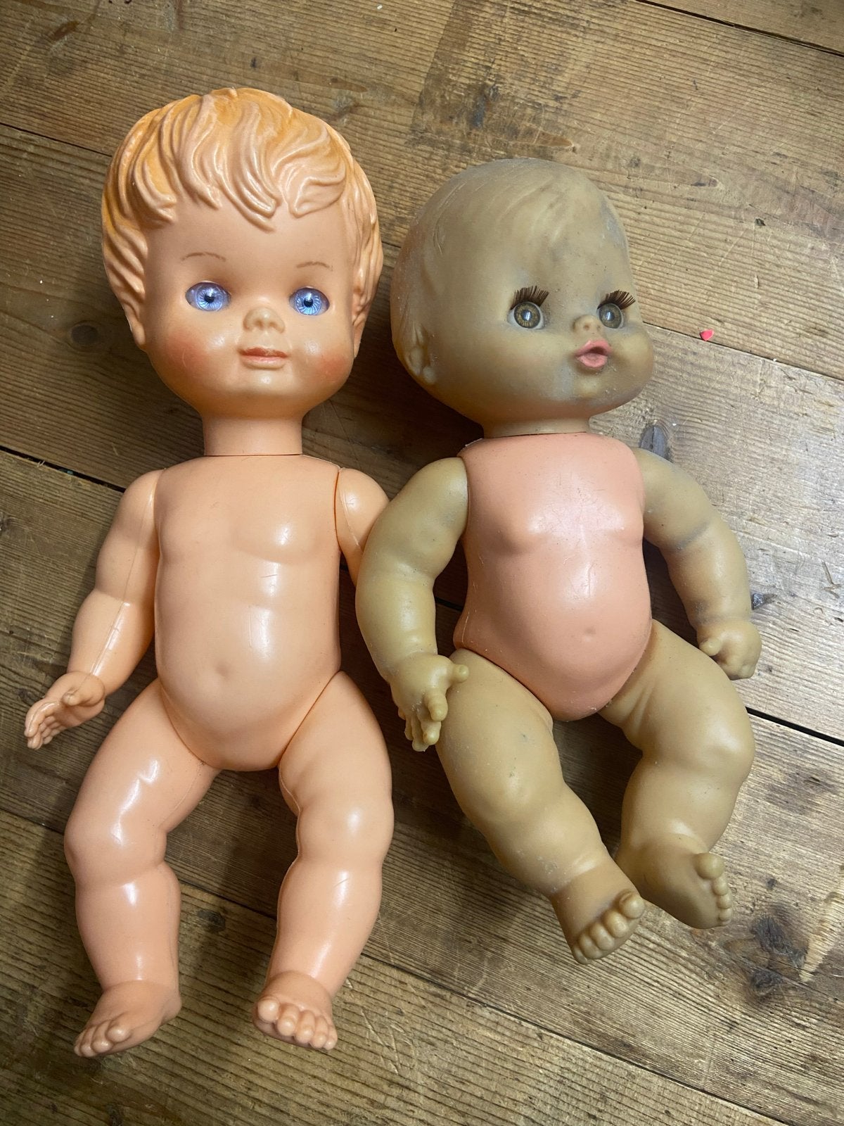 Vintage popjes jaren 60/70 - Set van 2, Verzamelen, Poppen, Ophalen of Verzenden, Gebruikt, Pop