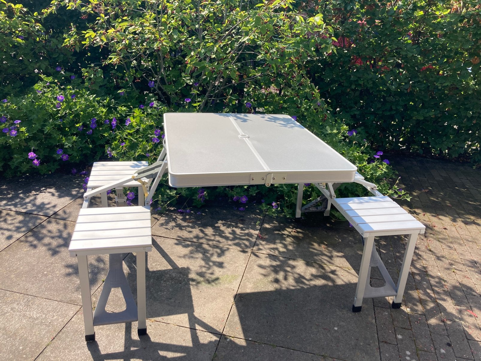 Bo-Camp picknicktafel, Aluminium Inklapbaar Grijs, €55, Ophalen of Verzenden, Campingtafel