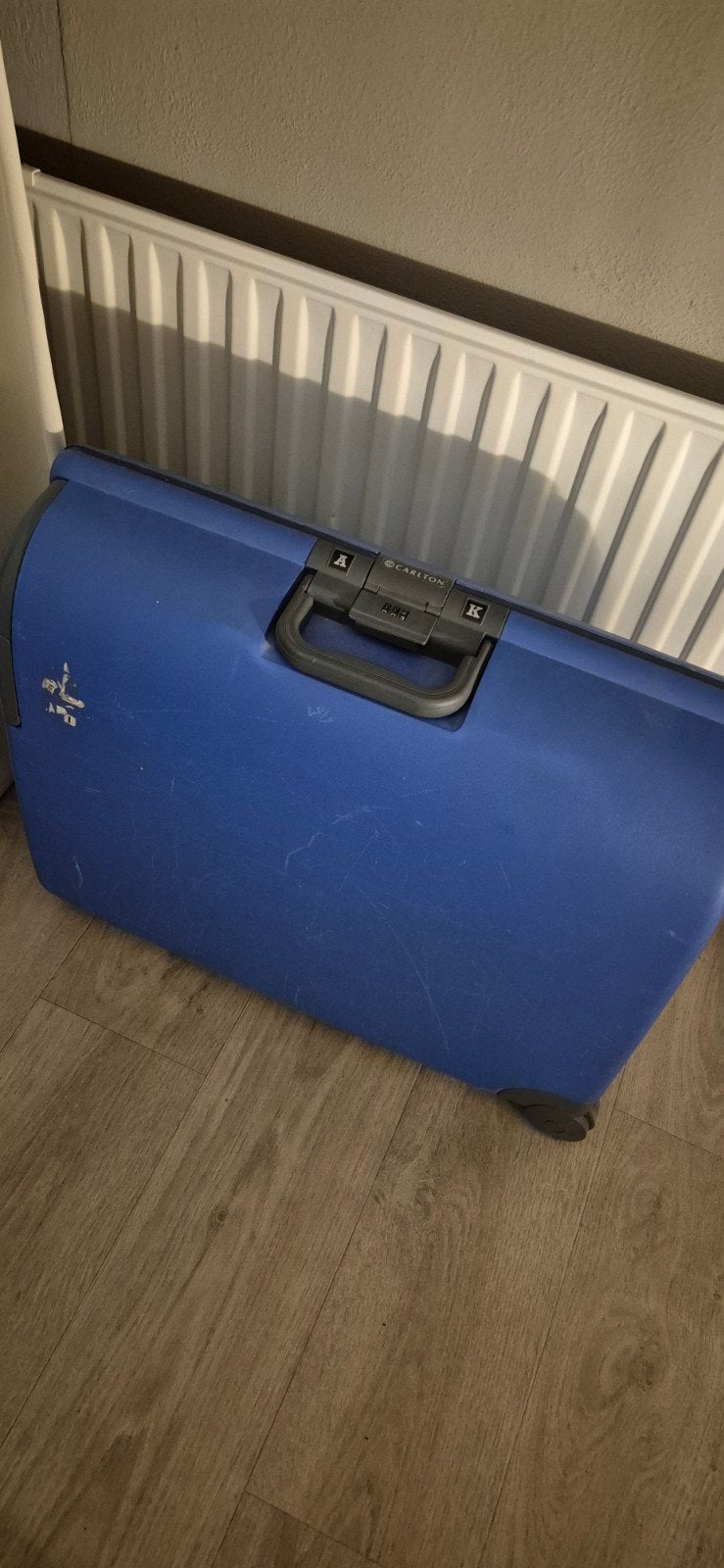 Blauwe Carlton Koffer - Gebruikt maar Functioneel, Gebruikt, 50 tot 60 cm, Hard kunststof, 45 tot 55 cm