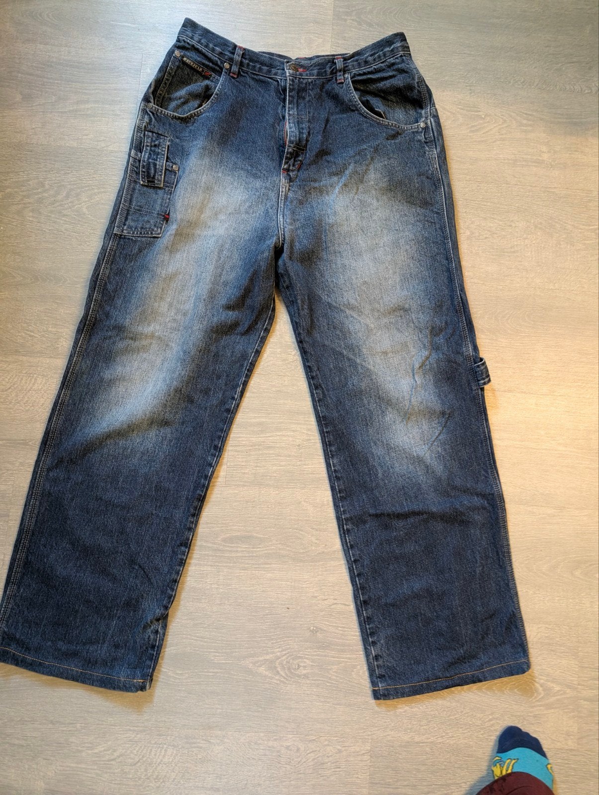VINTAGE Overzeas wijde spijkerbroek W34, Kleding | Heren, Blauw, Ophalen of Verzenden, W33 - W34 (confectie 48/50), Overzeas