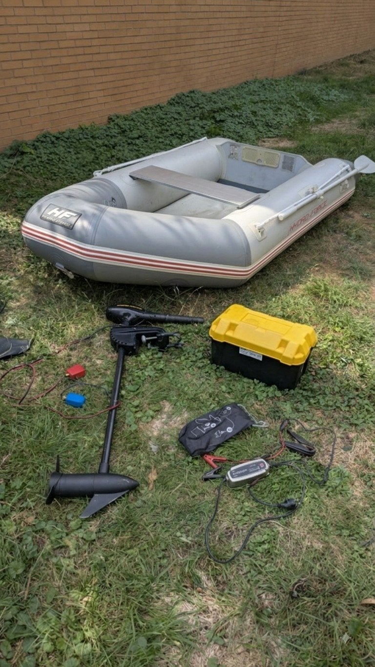 Complete Vaarset:  Hydro-Force boot + Minn Kota Fluisterset, Ophalen, Gebruikt