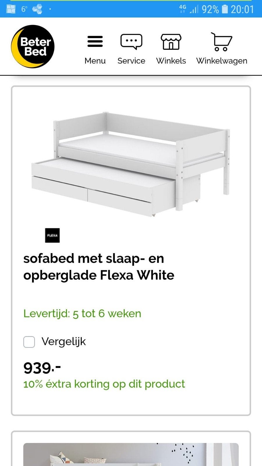 Flexa sofabed met slaap en opberglade, Ophalen, Gebruikt, 90 cm, Eenpersoons