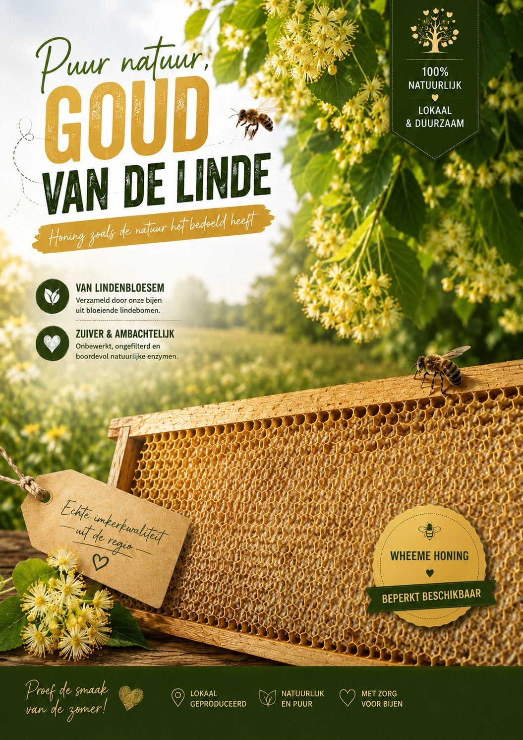 Bak linde raathoning - imkerij Wheeme honing, Verzenden