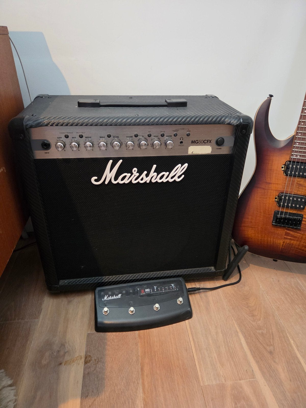 Marshall MG50CFX gitaarversterker  incl footswitch, Ophalen of Verzenden, Gebruikt, Gitaar, 50 tot 100 watt