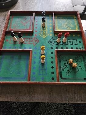 Vintage Houten Paardenrace Bordspel met Dobbelstenen, Ophalen of Verzenden