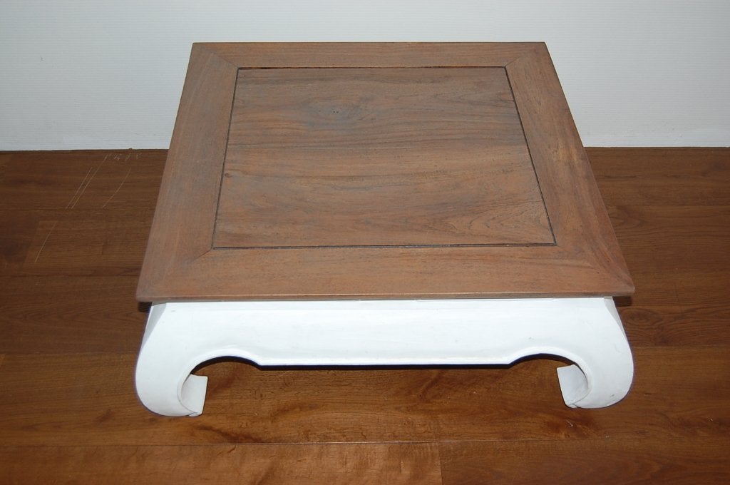 Opium salontafel blank hout/wit, Ophalen, Landelijke stijl • Bohemian • Oosters / Aziatisch • Koloniaal, 100 tot 150 cm, 50 tot 100 cm