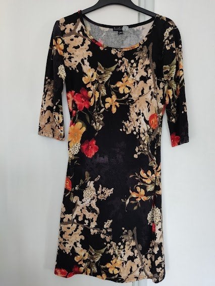 Smashed Lemon dames jurk met herfst look print bedrukking, Kleding | Dames, Maat 38/40 (M), Zwart, Ophalen of Verzenden, Zo goed als nieuw