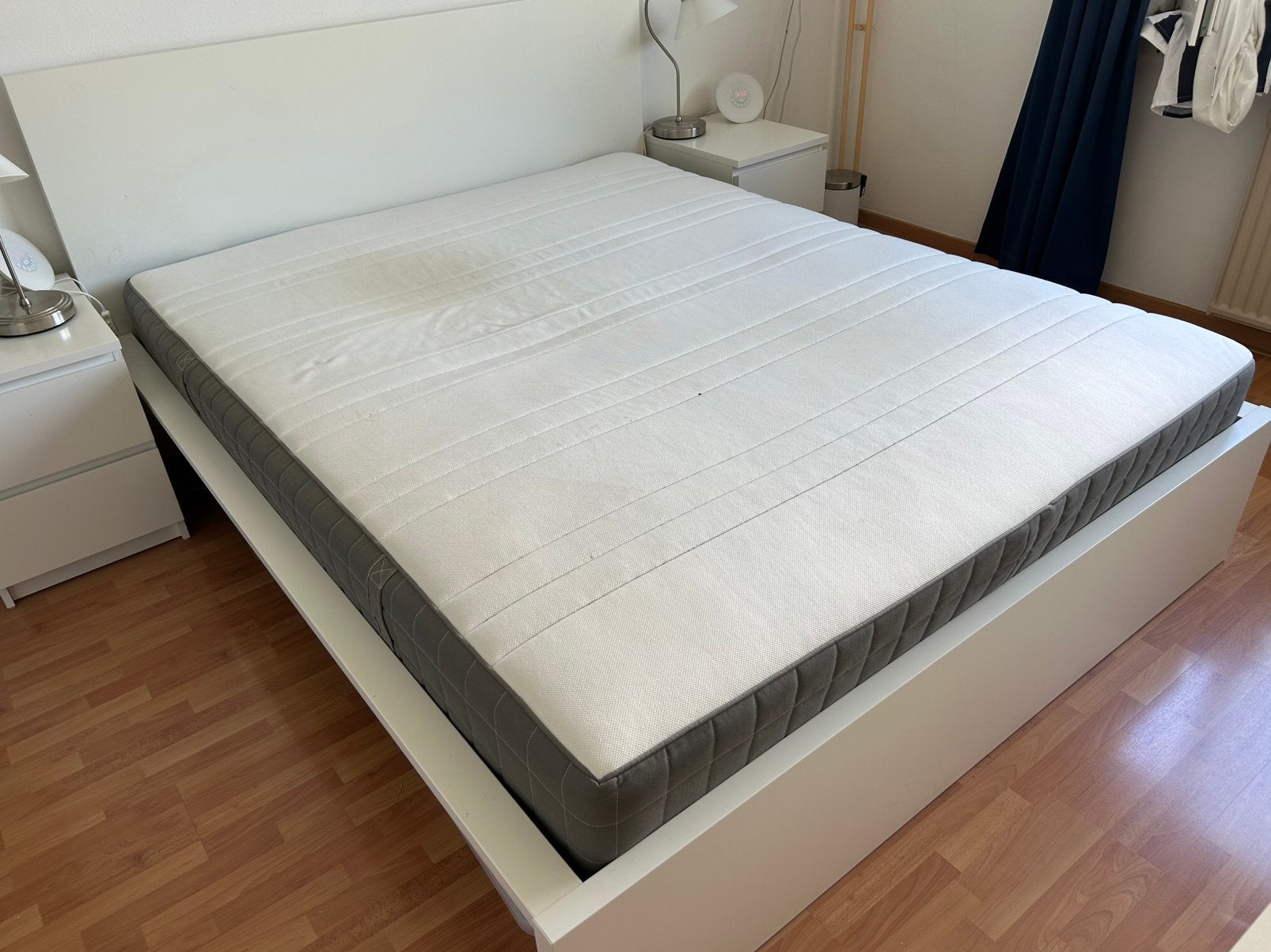 IKEA Malm bed 160 x 200 Hövag matras, Ophalen, Gebruikt, Tweepersoons, Bedbodem