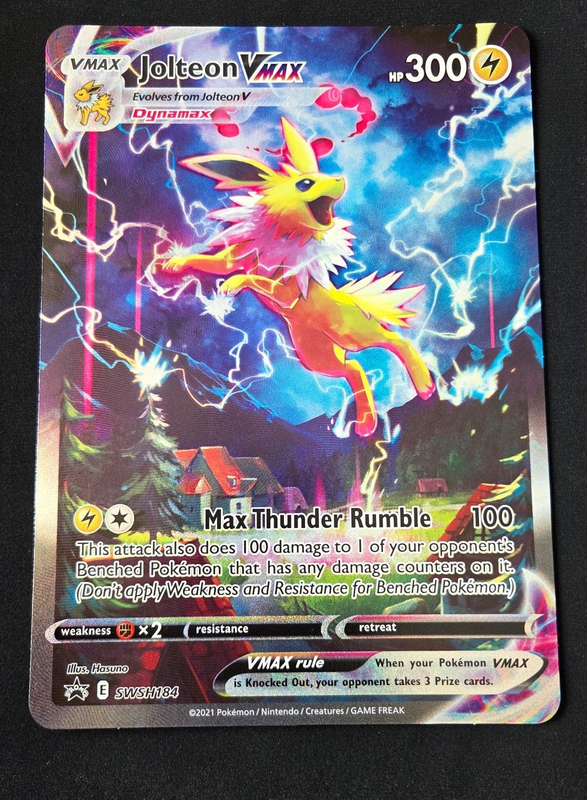 JUMBO KAART! Jolteon VMAX SWSH184 Pokémon, Ophalen, Zo goed als nieuw, Losse kaart