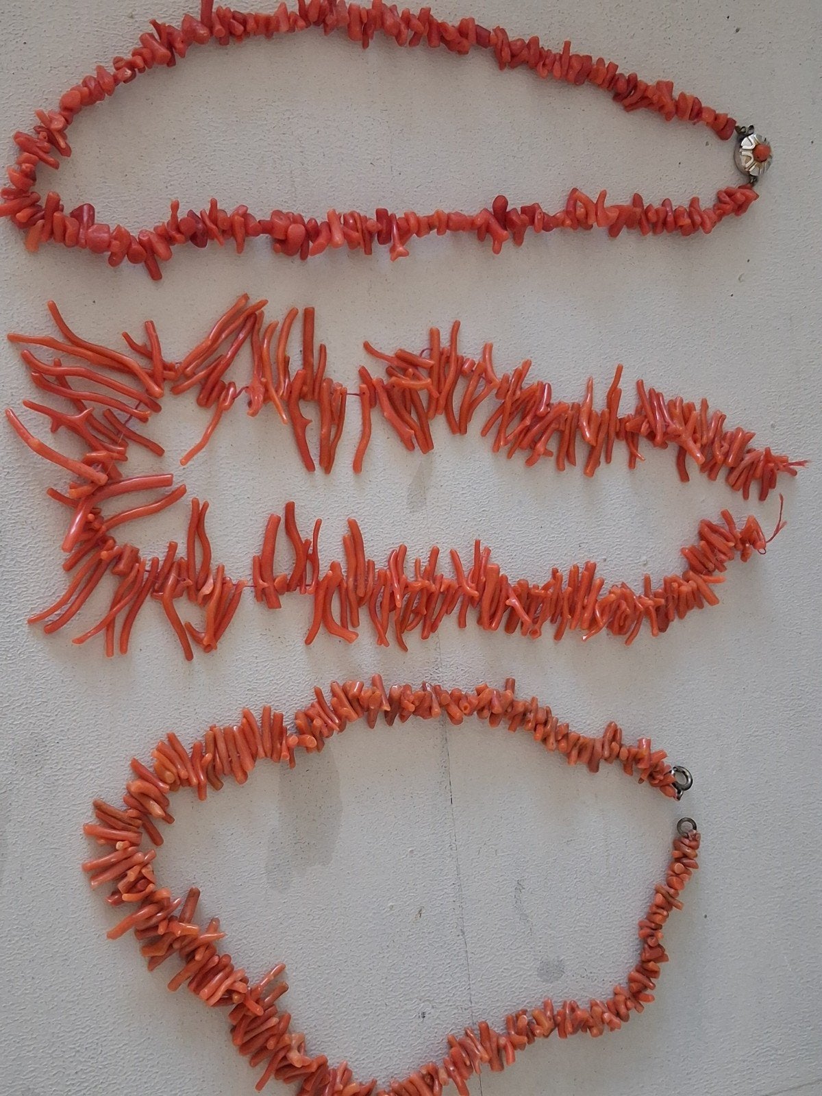 bloedkoraal ketting 3 stuks Italy, Ophalen of Verzenden, Overige materialen, Ketting