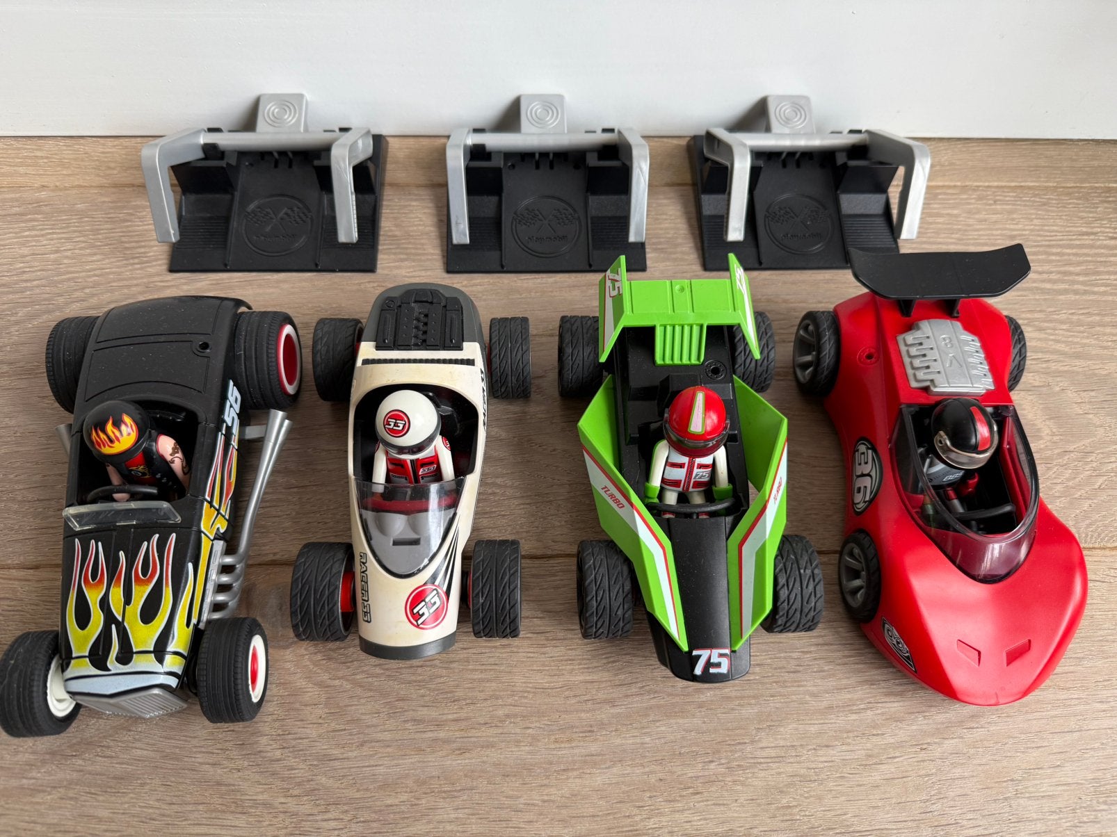 PLAYMOBIL raceauto’s 5172, 5173, 5174, 5175, Ophalen of Verzenden, Gebruikt, Complete set, Voertuig