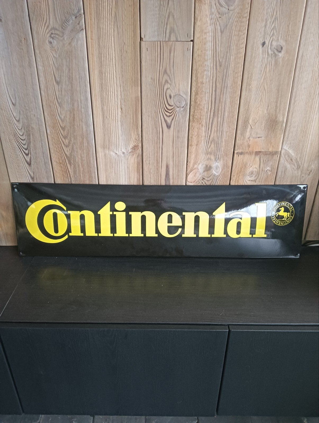 Emaille reclame bord van Continental, Verzamelen, Ophalen, Gebruikt, Reclamebord