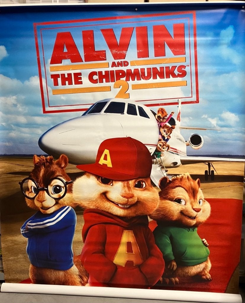 Alvin and the Chipmunks (2009) - Bioscoop banner, Ophalen, Gebruikt, A1 t/m A3, Film en Tv