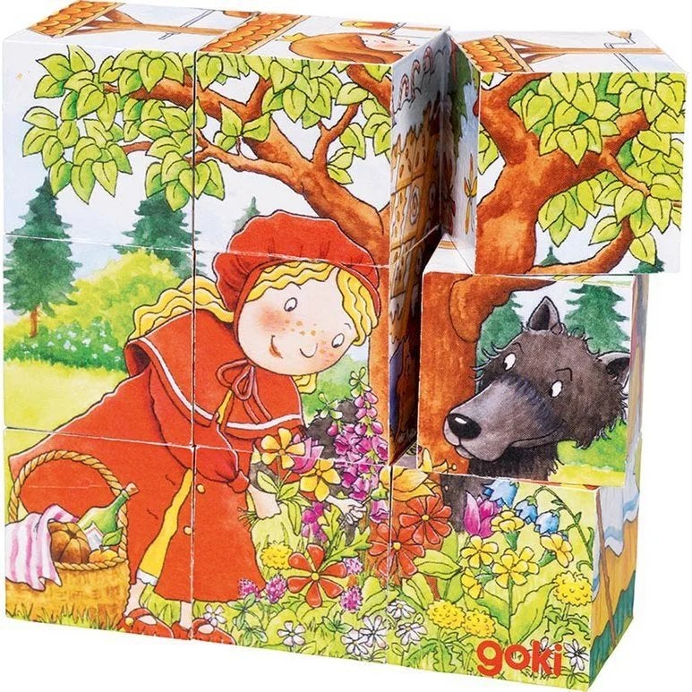 Houten Blokkenpuzzel Sprookje - 9 blokken, Verzenden, Gebruikt, Puzzelen