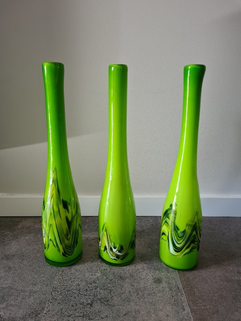 Set grote art glass vazen 46cm Margie’s Garden vintage, Ophalen of Verzenden
