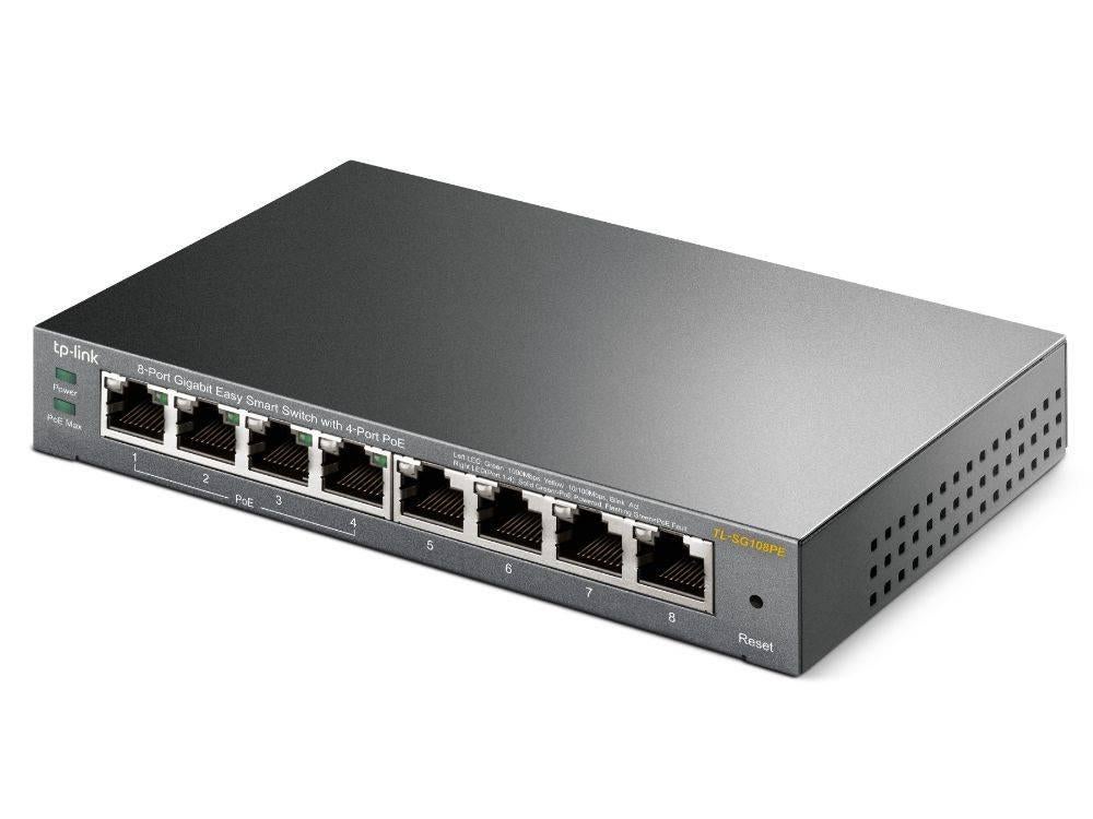 TP-Link TL-SG108PE 8-poorts Gigabit Smart Switch met 4 PoE, Computers en Software, Netwerk switches, Ophalen of Verzenden, Zo goed als nieuw