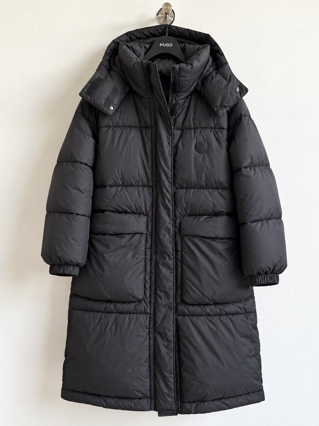 HUGO BOSS Long Puffer Coat – Black – Size XS, Verzenden, Zo goed als nieuw, Maat 34 (XS) of kleiner, Zwart