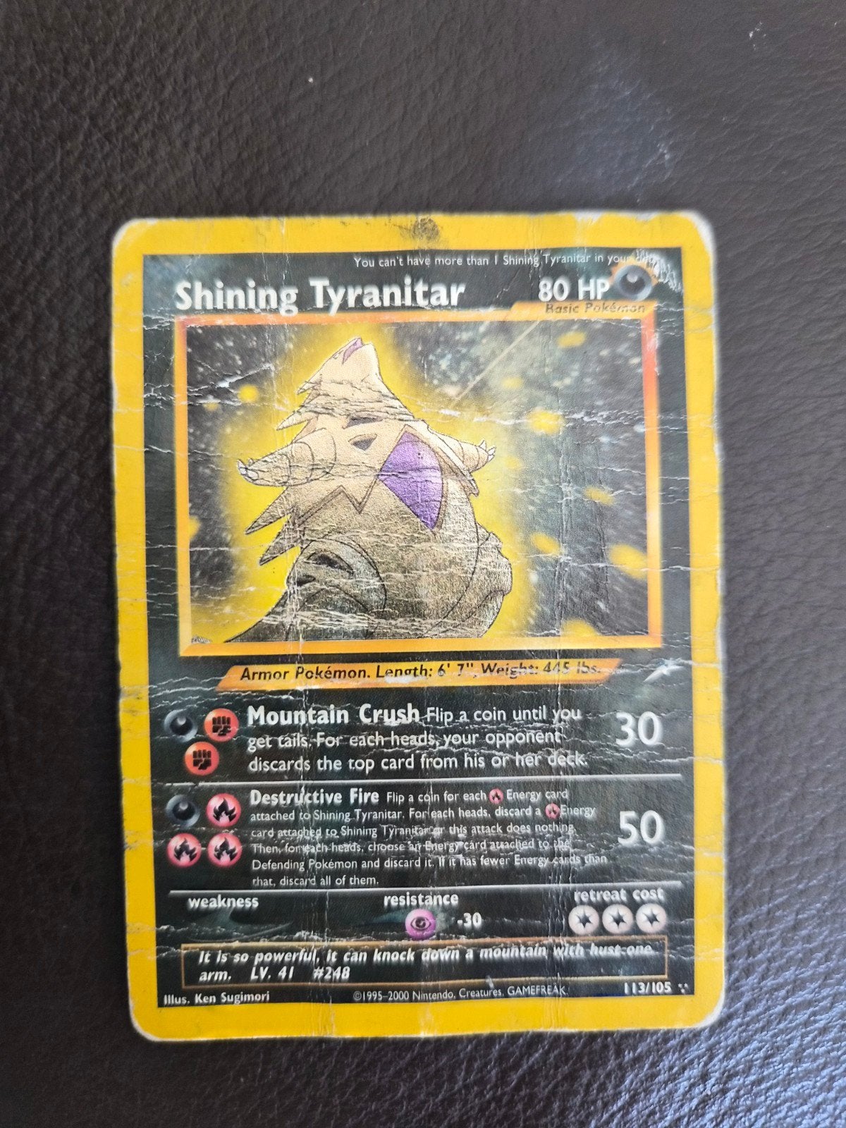 Shining Tyranitar 113/105, Ophalen of Verzenden, Gebruikt, Losse kaart, Foil