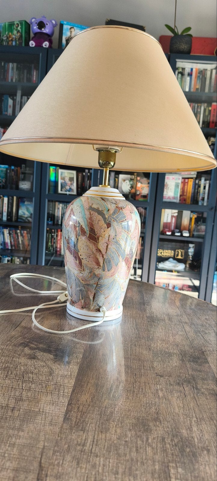 Vintage Postmoderne Tafellamp Jaren '80 - Keramiek Pastel, Gebruikt, Textiel, Meerkleurig, Met kap