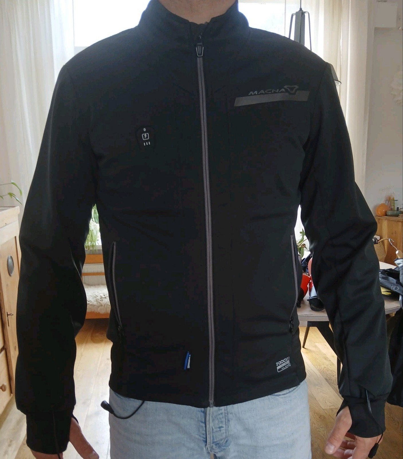 Macna Centre Jacket verwarmde jas maat 54, Motoren, Kleding | Motorkleding, Jas | textiel, Heren, Tweedehands, Ophalen of Verzenden
