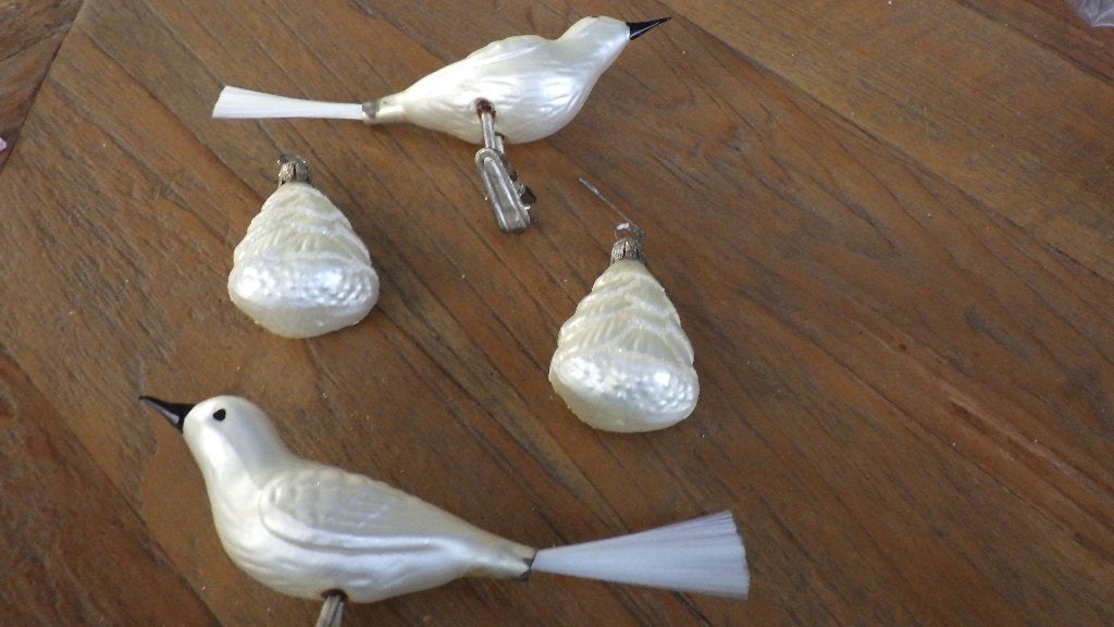 2 mooie vogeltjes en dennenboompjes van glas, Ophalen of Verzenden