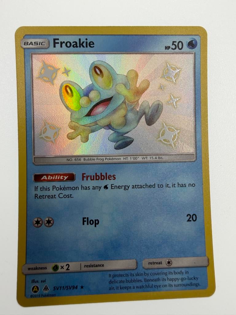Froakie Pokémon Kaart - Glanzend Foil (5V11/SV94), Ophalen of Verzenden, Zo goed als nieuw, Losse kaart, Foil