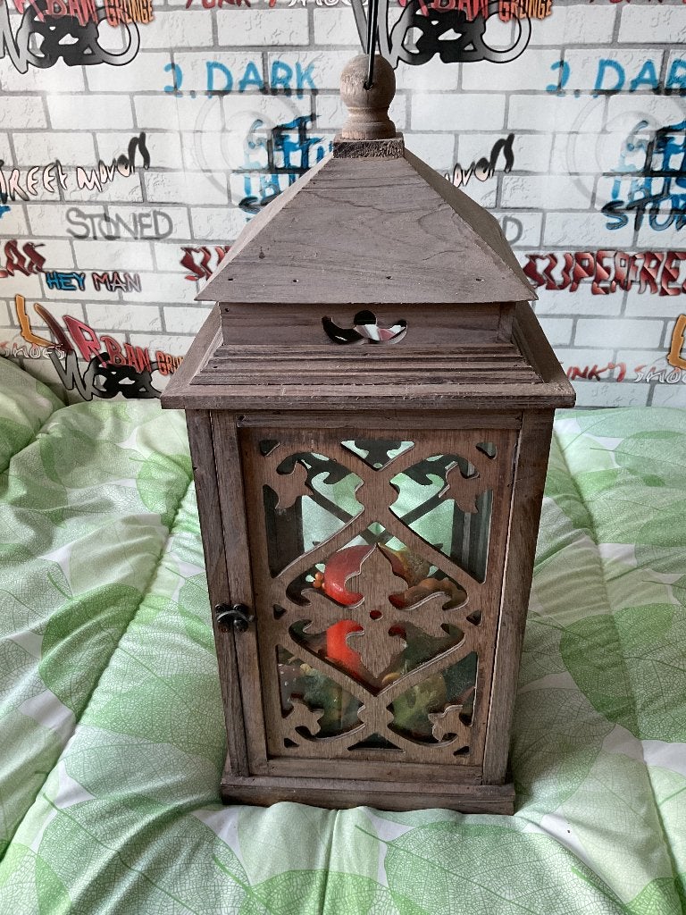 Windlicht hout, Huis en Inrichting, Woonaccessoires | Kandelaars en Kaarsen, Ophalen, Zo goed als nieuw, Hout, 25 tot 50 cm