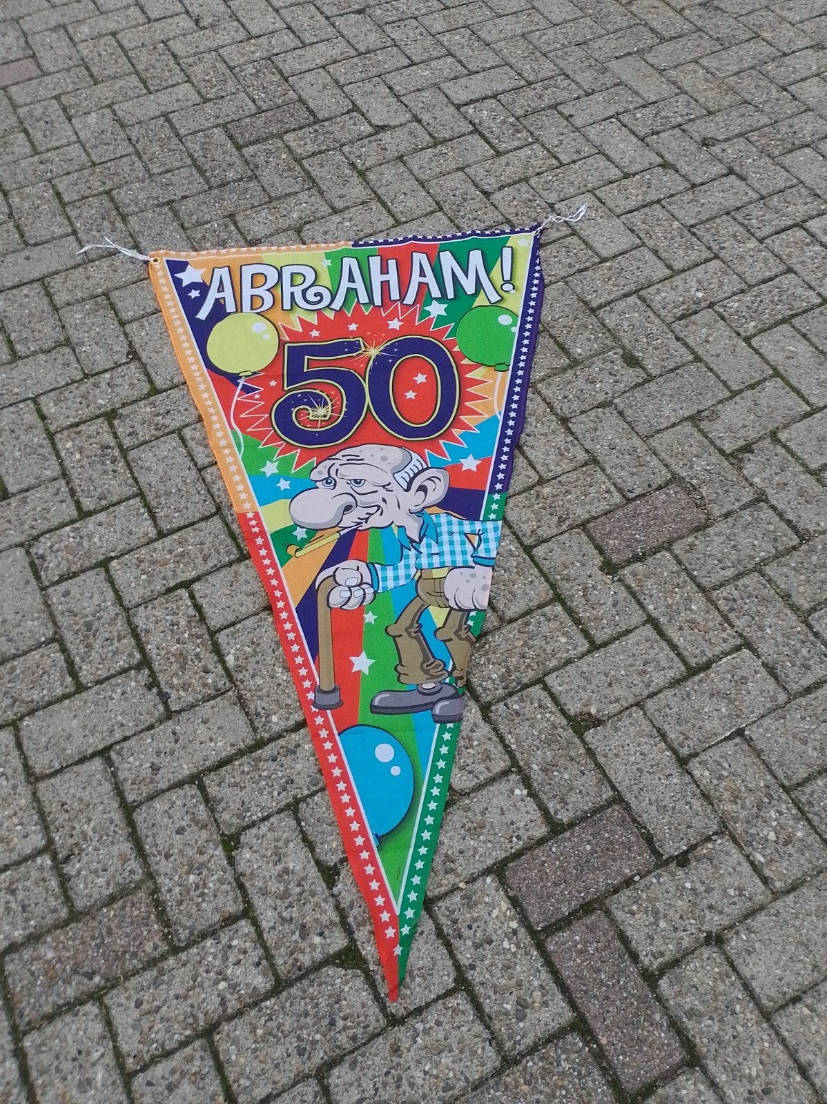 Abraham 50 jaar vlag - Feestversiering, Ophalen of Verzenden, Gebruikt, Versiering, Abraham of Sarah