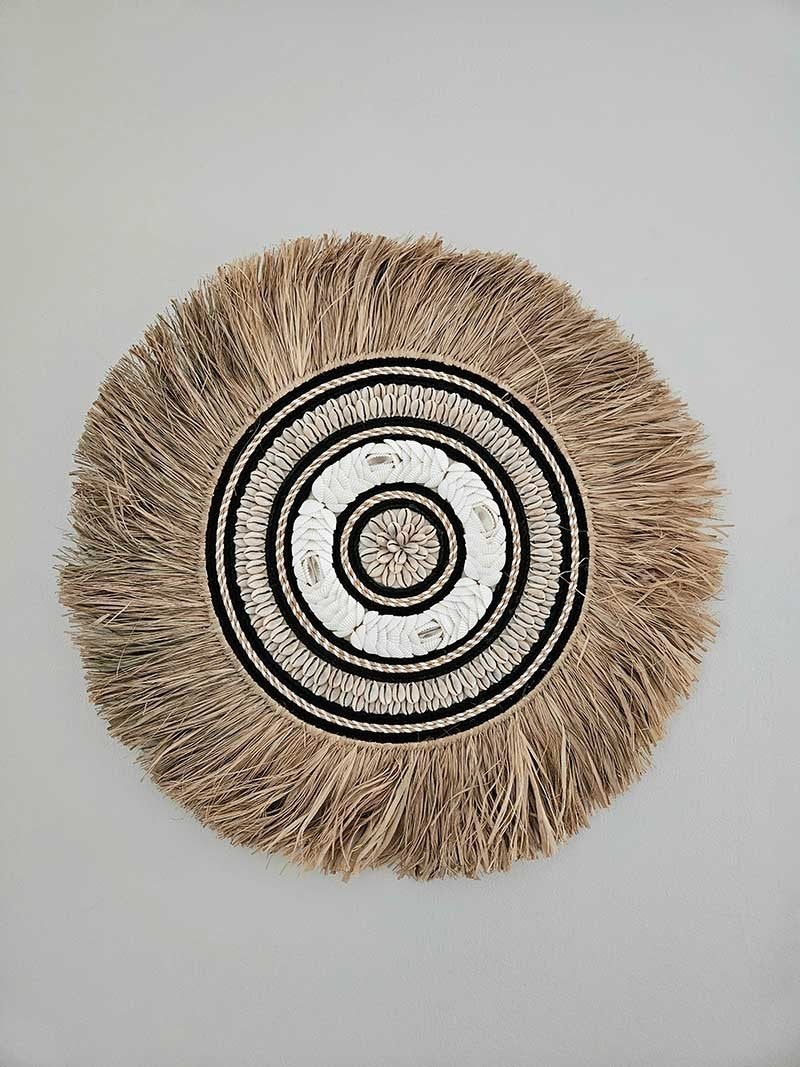 Raffia wanddecoratie candra 1 uit Bali, Boho, Ophalen of Verzenden, Wandbord of Wandpaneel, Tropical home