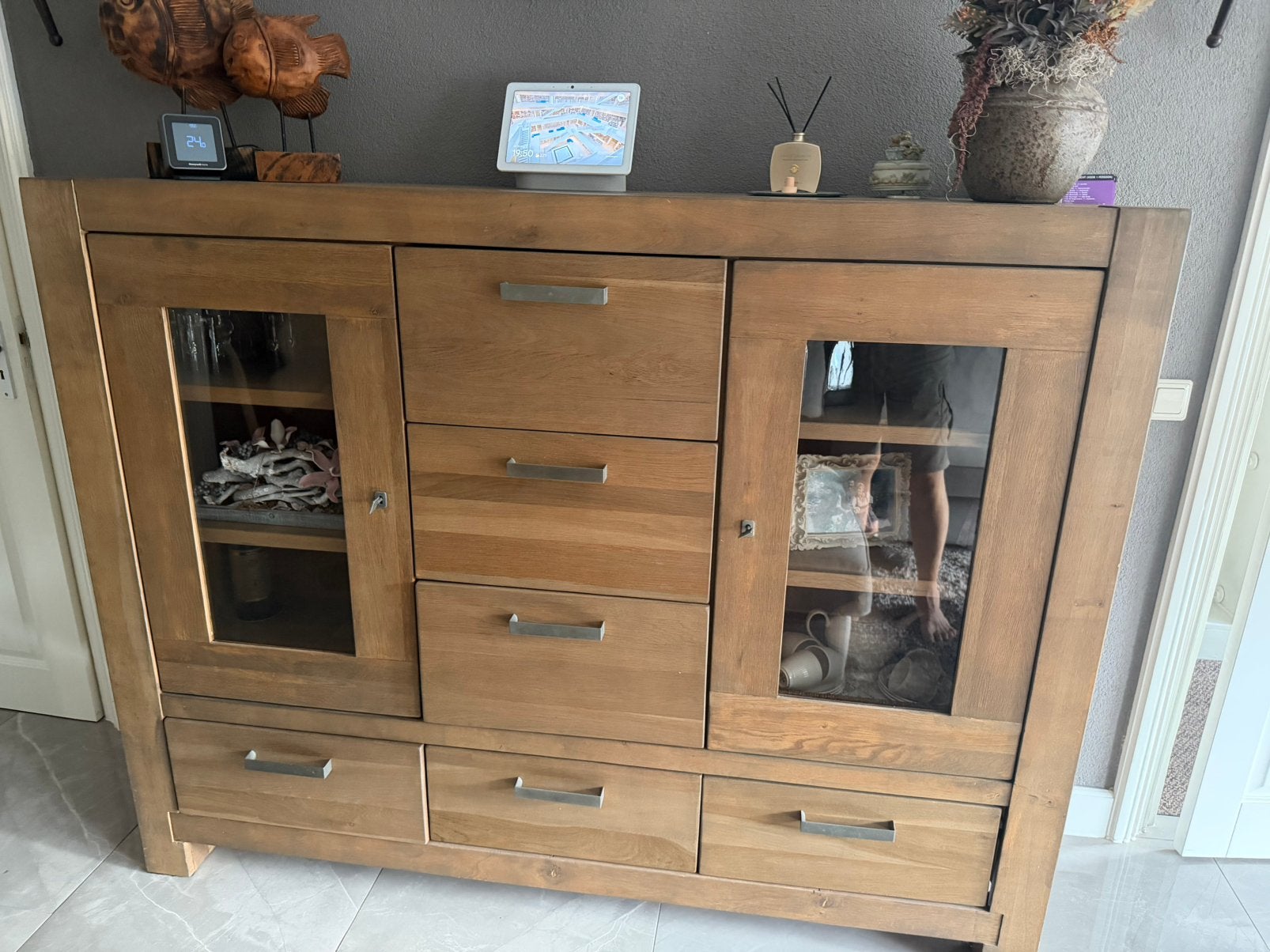Te koop Houten buffetkast / dressoirkast, Huis en Inrichting, Kasten | Dressoirs, Ophalen, Gebruikt, 100 tot 150 cm, Eikenhout