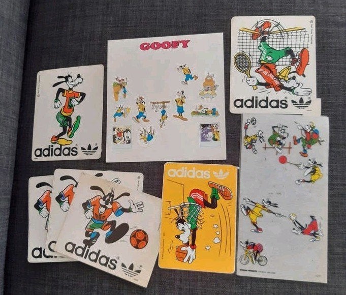 Vintage Adidas Disney Goofy stickers en wrijfplaatjes, Ophalen of Verzenden, Gebruikt, Strip of Tekenfilm