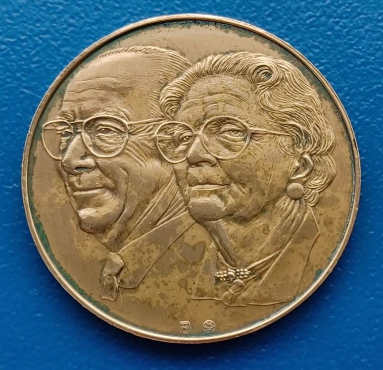 Penning Gouden Bruiloft Prinses Juliana & Bernhard - 1987, Verzenden, Brons, Nederland