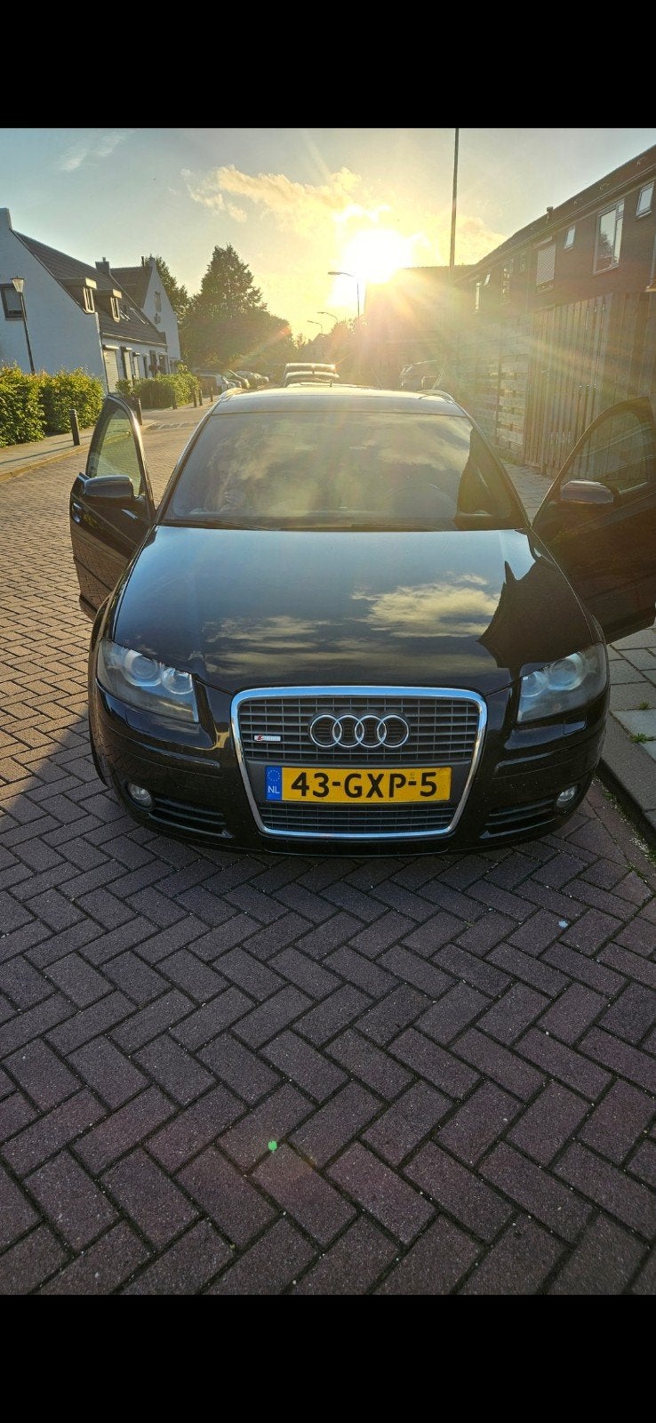 Audi A3 2.0 Sportback 147KW Tfsi DSG 2005 Zwart, Auto's, Zwart, 4 cilinders, 1984 cc, Leder en Stof
