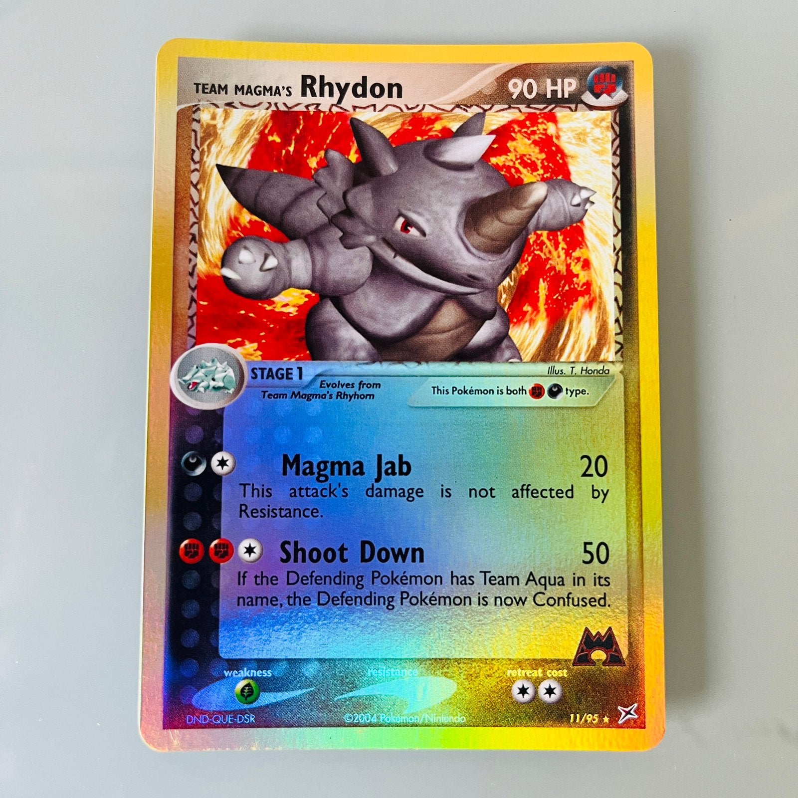 Pokémon: Team Magma’s Rhydon Kaart [Team Magma VS Team Aqua], Ophalen of Verzenden, Zo goed als nieuw, Losse kaart, Foil