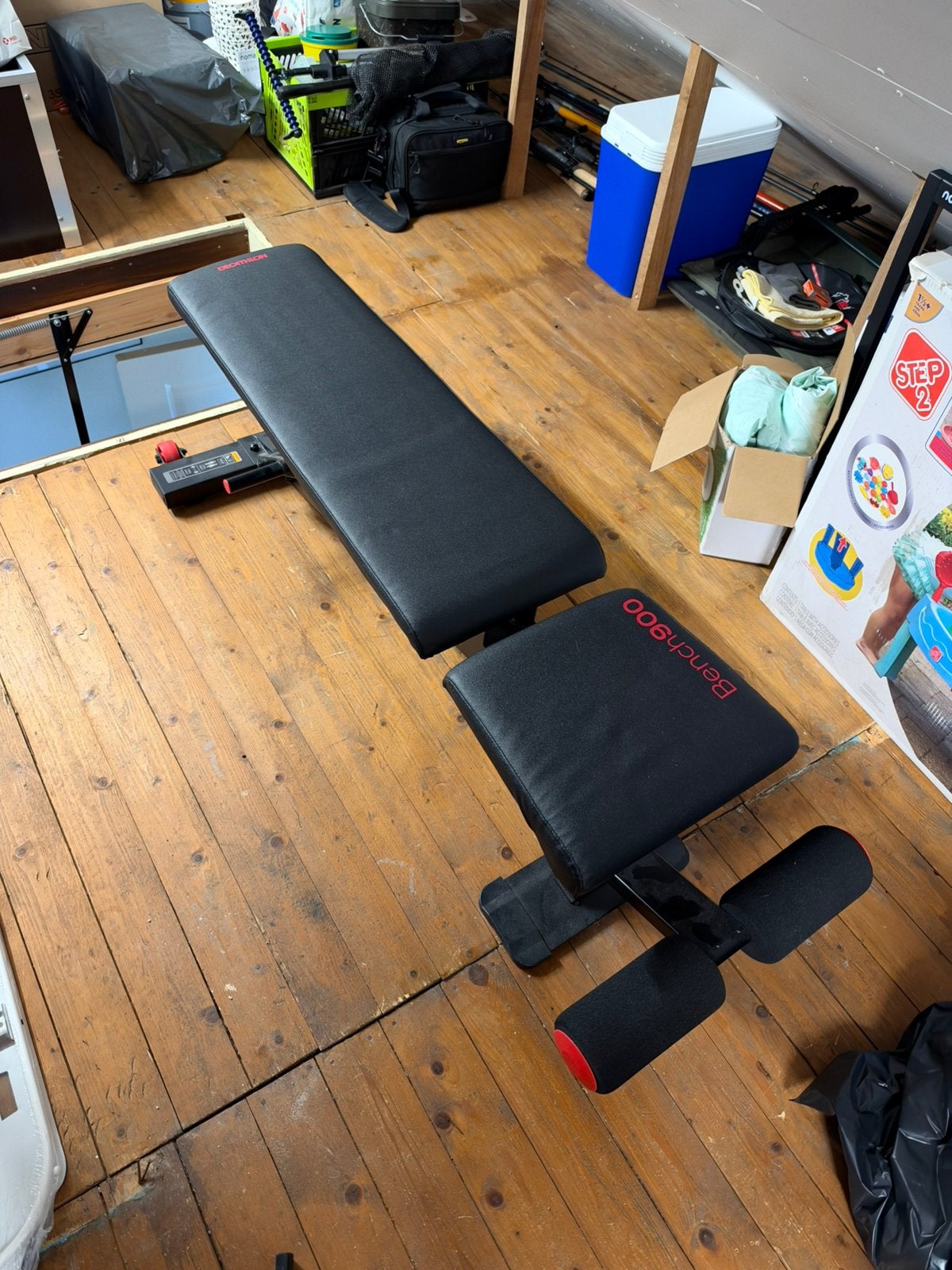Sportbankje met 2 dumbells, Ophalen, Zo goed als nieuw, Dumbbell