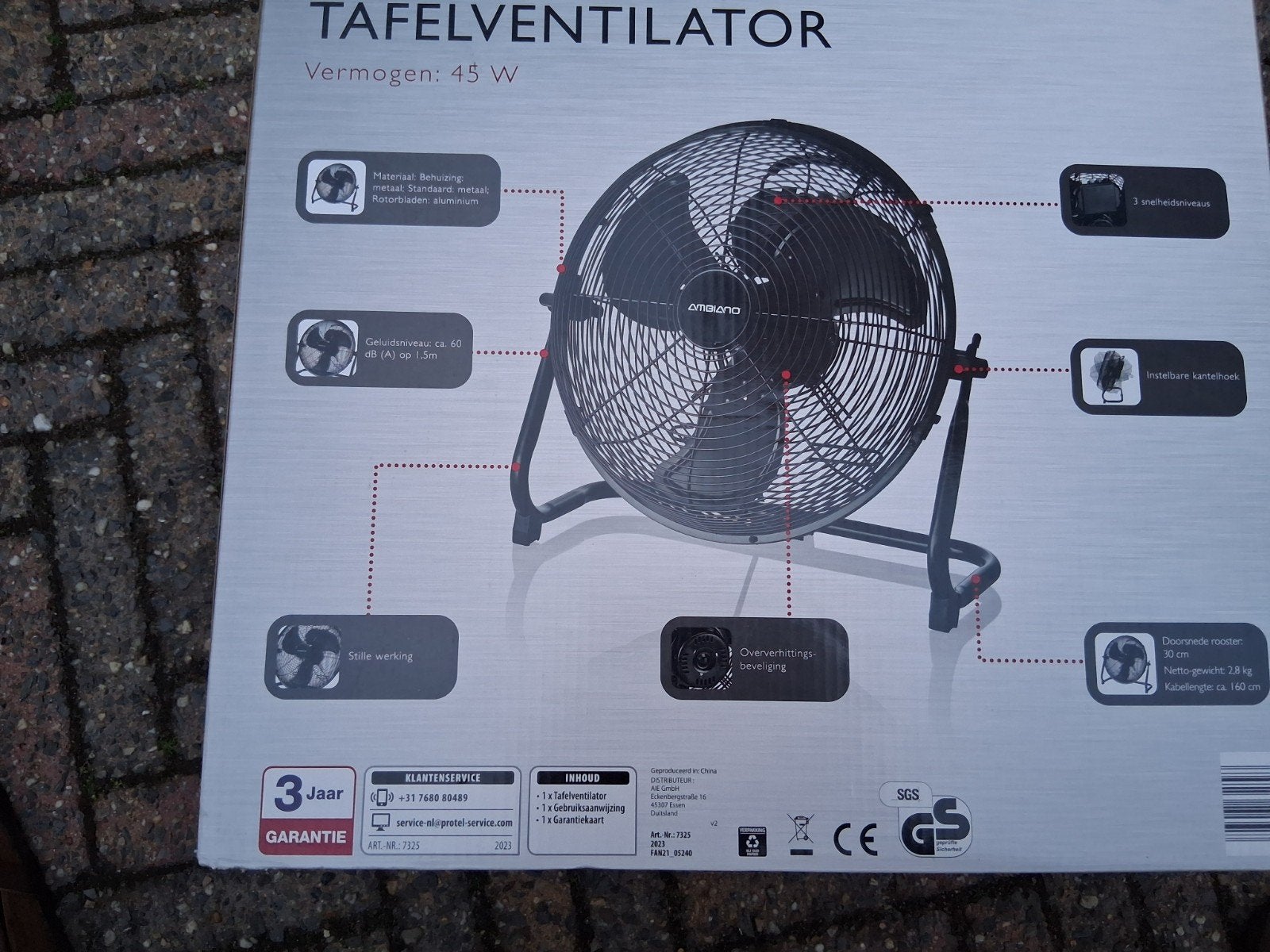 Ambiano Tafelventilator 45W - Nieuw in doos, Ophalen of Verzenden, Nieuw, Tafelventilator