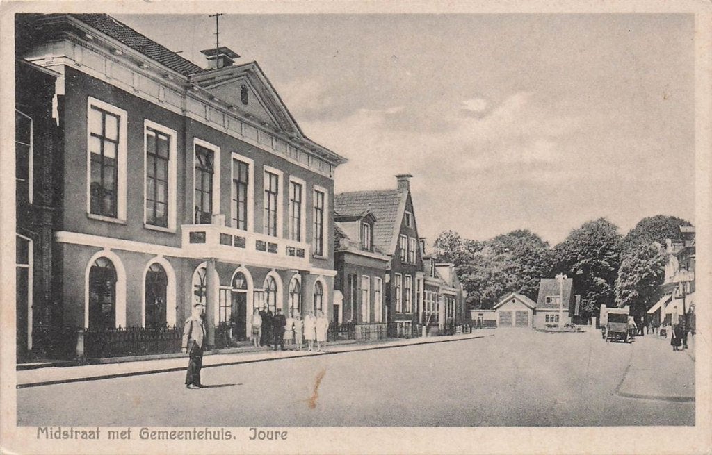 703-398-001 Midstraat met Gemeentehuis Joure, Verzenden, Voor 1920, Friesland