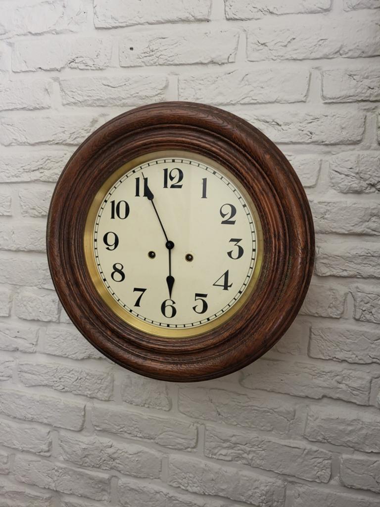 Antieke houten schoolklok, Antiek en Kunst, Antiek | Klokken, Ophalen of Verzenden