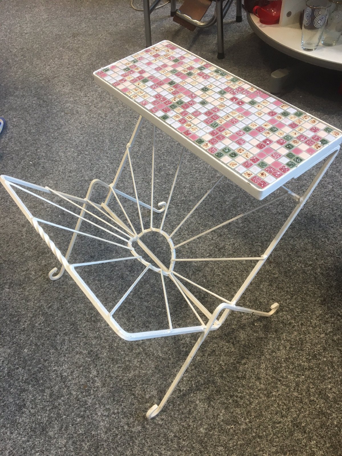 Vintage lectuurbak met mozaiek tafeltje. Jaren 60, Huis en Inrichting, Woonaccessoires | Krantenbakken en Lectuurbakken, Ophalen of Verzenden