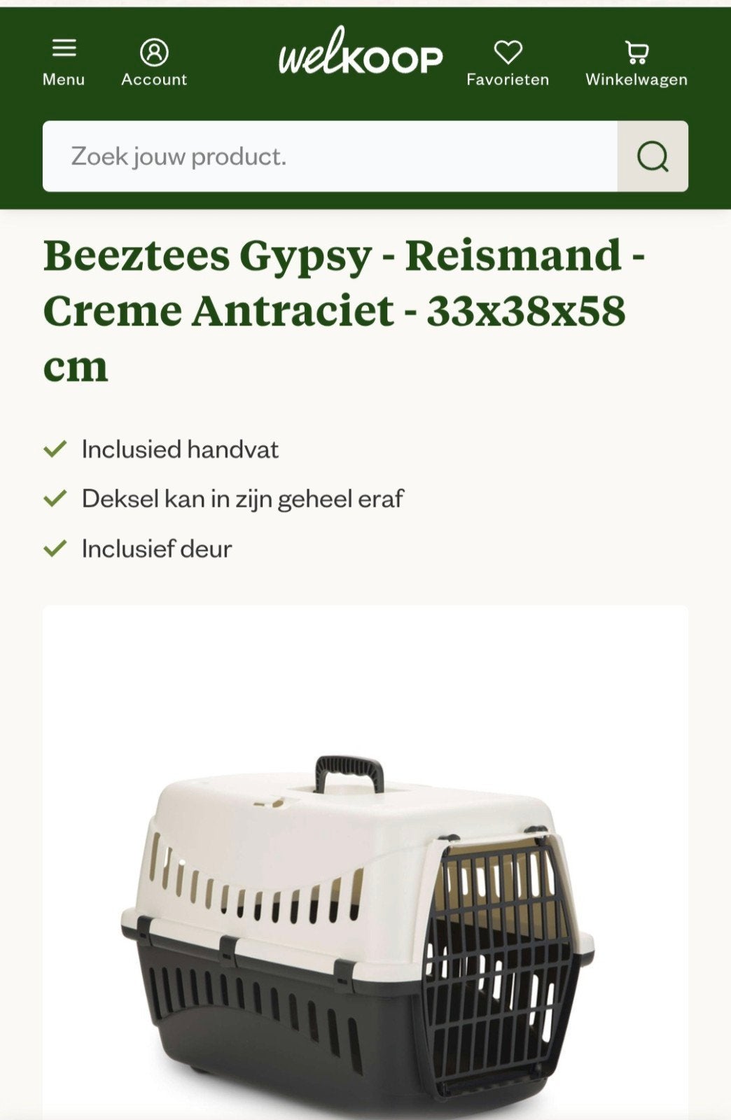 z.g.a.n honden/katten reismand., Ophalen, Zo goed als nieuw