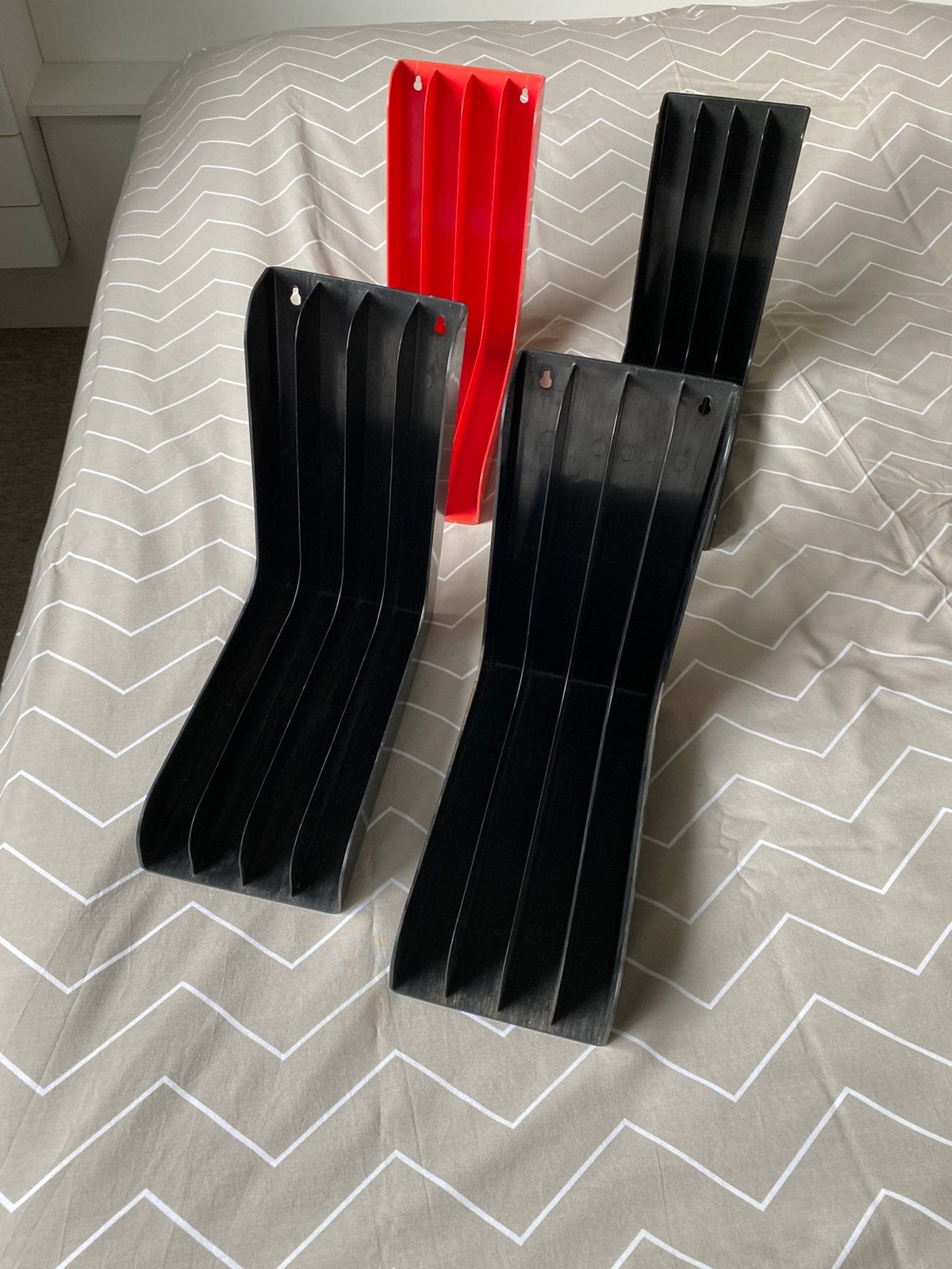 4 LP houders (3 zwart, 1 rood), Hobby en Vrije tijd, Overige Hobby en Vrije tijd, Gebruikt, Ophalen of Verzenden