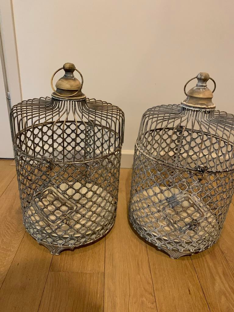 Decoratieve vogelkooien set van 2, Huis en Inrichting, Woonaccessoires | Overige, Ophalen, Vintage, Gebruikt, Metaal