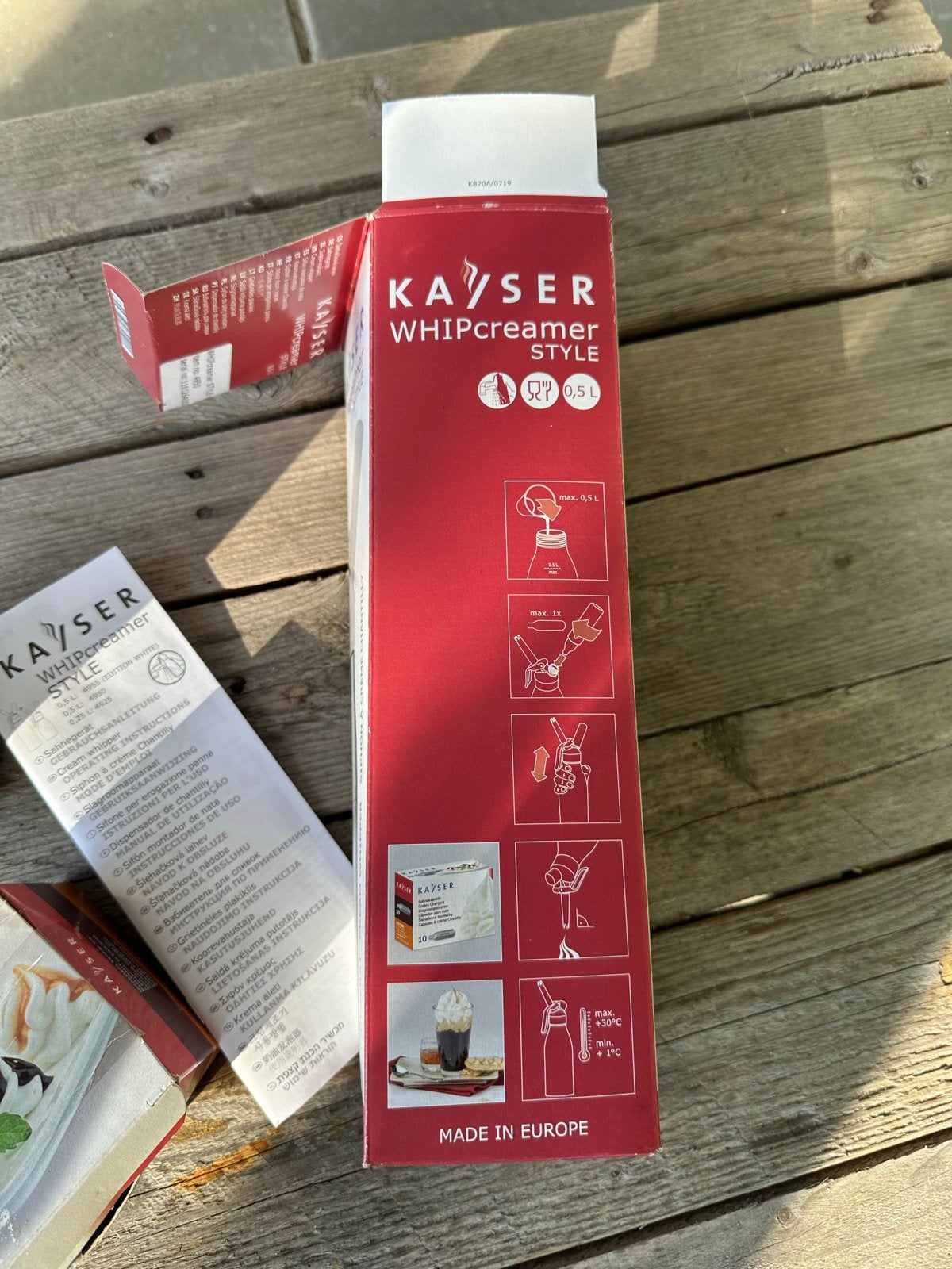 Kayser slagroomspuit met 50 patronen, Huis en Inrichting, Keuken | Keukenbenodigdheden, Ophalen, Overige typen, Zilver, Zo goed als nieuw