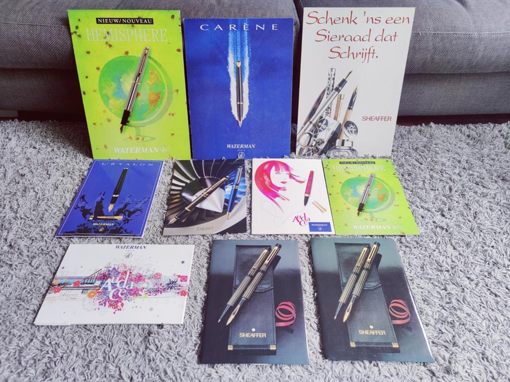 Waterman en Sheaffer pennen reclame karton, Verzamelen, Pennenverzamelingen, Ophalen of Verzenden, Waterman