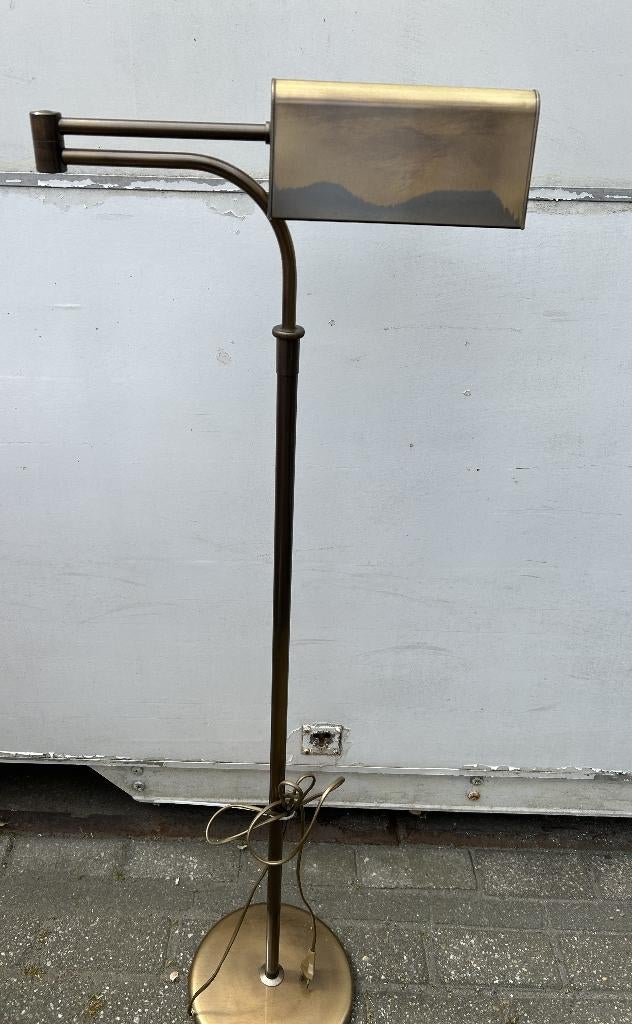 messing vintage vloerlamp op standaard verstelbaar i.z.g.st., Ophalen, Gebruikt, Metaal, 100 tot 150 cm