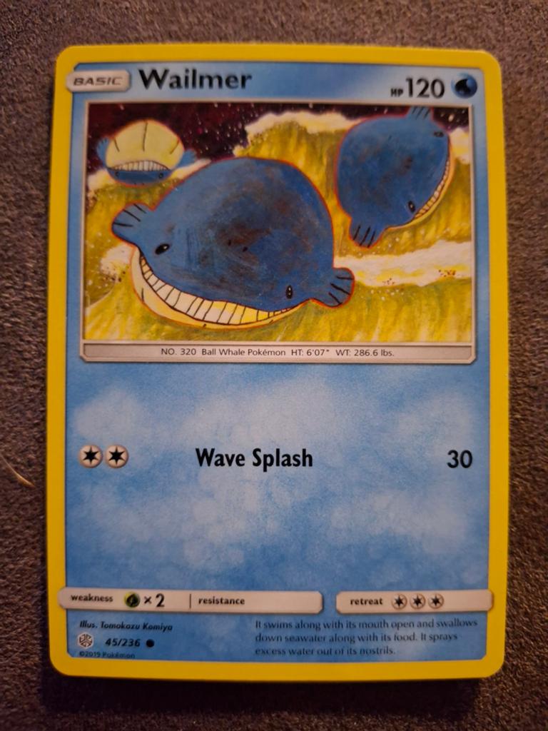 Wailmer Pokémon Kaart - Basic Water Type HP120, Ophalen of Verzenden, Gebruikt, Losse kaart