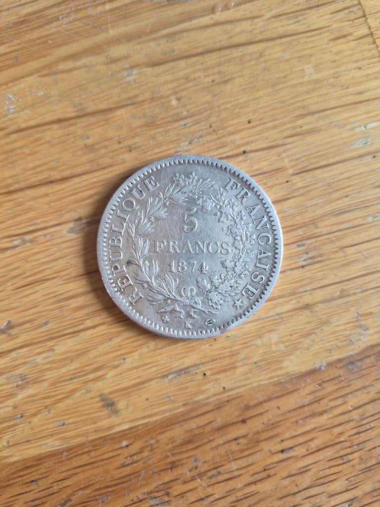 5 Francs 1874 Zilver K, Ophalen of Verzenden, Frankrijk, Losse munt, Zilver