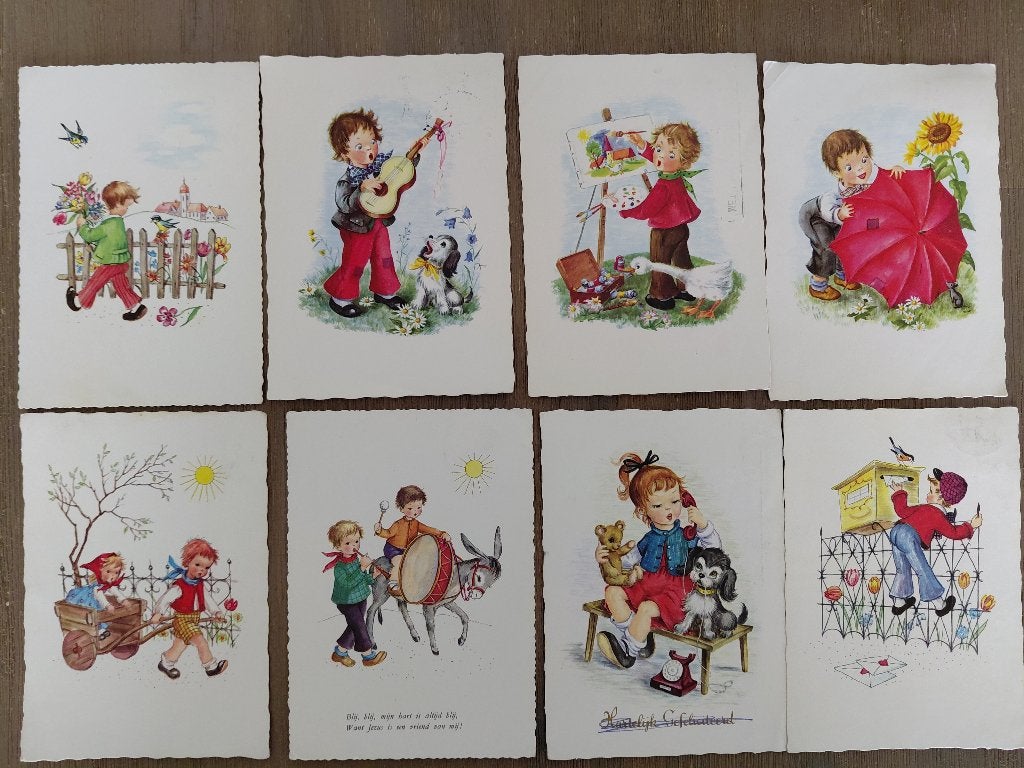 leuke oude kinderkaarten, jaren '60, zie de foto's. gelopen., Verzamelen, Ansichtkaarten | Themakaarten, Verzenden, 1960 tot 1980