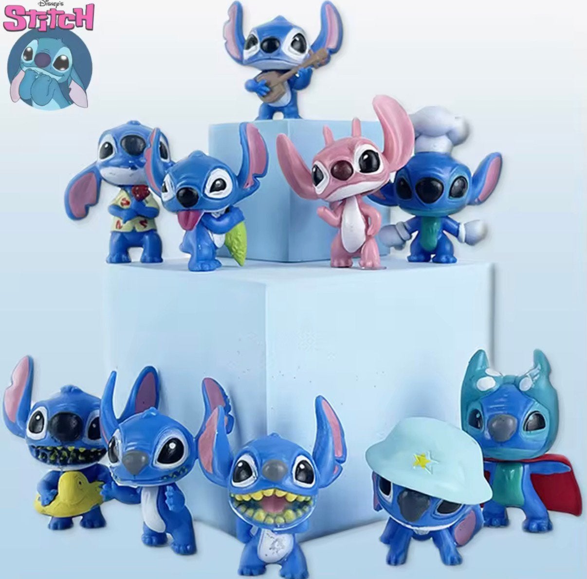 Stitch taartveriering miniaturen (groot) 10 stuks, Ophalen of Verzenden, Nieuw, Taarten, Versiering